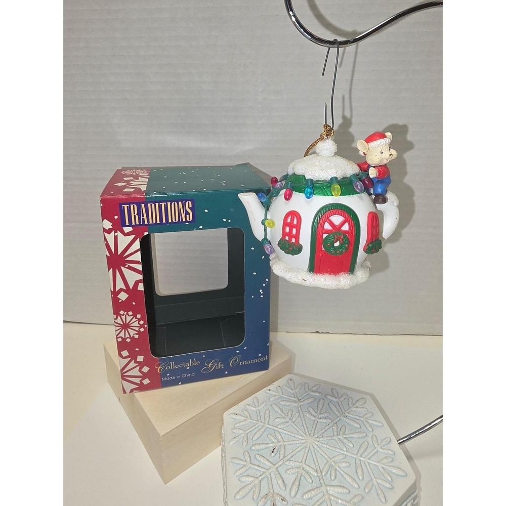 vintage 1995 Westmar Traditions teapot house and mouse Christmas ornament